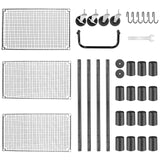 WDT Heavy Duty 3 Tier Utility Cart,Wire Rolling Cart with Wheels, Commercial Grade Service Cart with Shelving Liners and Handle Bar Metal Carts for Kitchen Office Hardware (750LBS Capacity Black) WDT