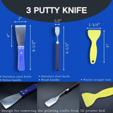 JUNYAOHSU 3D Printer Tool Kit, 24pcs 3D Printer Nozzle Cleaning Tool Removal Tool Kit, Wire Brush, Wire Flush Cutter, Scraper Knife, Diamond Files, Tweezer, Putty Knife for 3D Printer, Model Building JUNYAOHSU