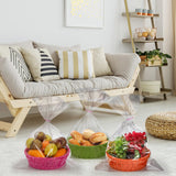 AVLA 4 Pack Woven Breads Baskets, Imitation Rattan Fruit Storage Bowls, Stackable Handwoven Serving Basket, Poly-Wicker Round Basket Set for Organizing, Decorative Gift Basket for Countertop, Pantry AVLA
