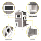 Ketive Cat House for Outdoor & Indoor Wooden Waterproof Cat Condo Cat Outdoor Enclosure with Escape Door,2 Story Kitty House ketive