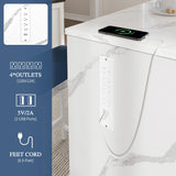 YITAHOME 3 Piece Kitchen Island Set with 2 Chairs, Large Kitchen Island with Seating and Storage, Dining Counter Table with Power Outlet, Drawers, Spice/Towel Rack, White Marble Finish, Navy Blue YITAHOME