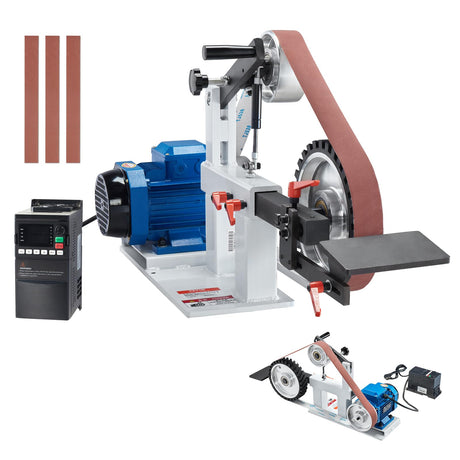 VEVOR Belt Grinder Sander, 72 x 2-Inch Variable Speed Belt Polisher with VFD, 1500W 2HP Polishing Grinding Machine with 3 Grinding Moulds & 3PCS Sanding Belts for Metalworking, Knife Making VEVOR