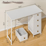 DAOUTIME Small Writing Desk with 4 Fabric Drawers, 35.4 Inch Computer Desk for Home Office, Simple PC Desk for Small Places, Kids Girls Teen Study Table for Bedroom Dorm, White DAOUTIME