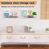 Lallisa 4 Pieces Stainless Steel Shelf Bathroom Shower Floating Shelves Wall Mounted Shower Caddy Basket Shelf Storage Organizer Shelves for Bathroom, Kitchen, Living Room, Silver, 15.75 Inch Lallisa