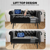 MGHH Wood Lift Top Coffee Table with Hidden Compartment & Adjustable Storage Shelf, Side Tables Lift Tabletop Dining Table for Home Living Room, Office, Reception Room, Black MGHH