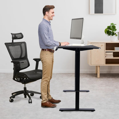 NICECOZY Electric Standing Computer Desk Frame, Height Adjustable Table Legs, Sit Stand Desk Legs for Home and Office (Black Frame Only) - WoodArtSupply