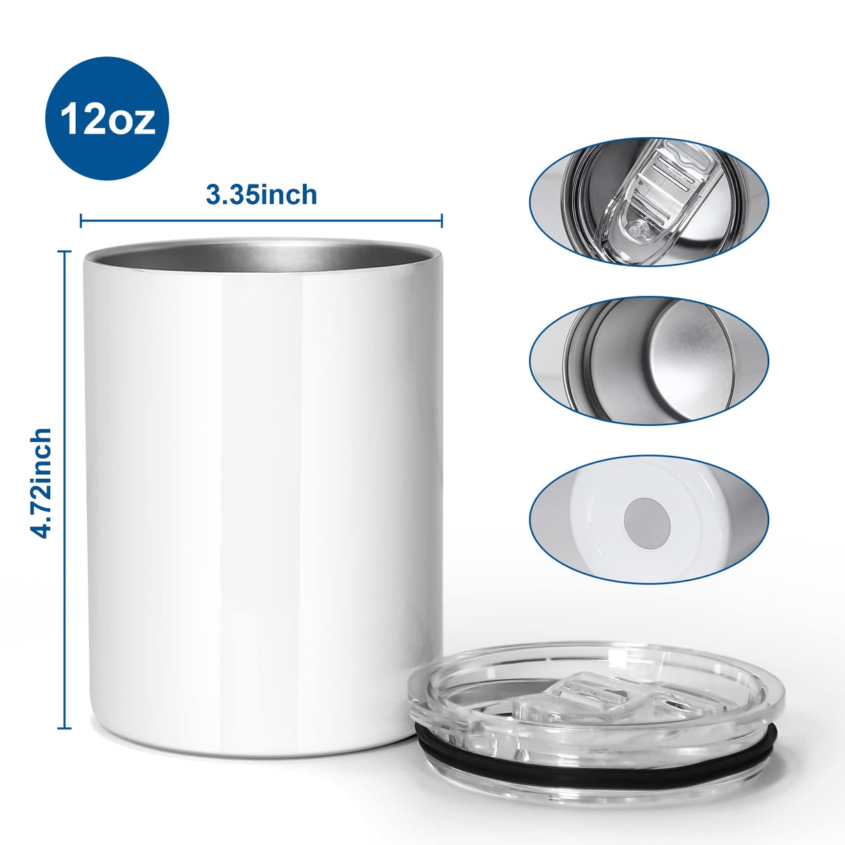 AGH 10OZ Sublimation Wine Tumblers Blanks, 4 Pack Straight Stainless Steel Tumblers with Lids and Straw, Sublimation Coffee Cups Mugs for Hot & Cold Drinks AGH