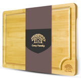 Cosy Family Wood Cutting Boards for Kitchen - XL - Bamboo Cutting Boards with Juice Groove, Serving Board Set, Thick Chopping Board for Meat, Veggies, Easy to clean Cosy Family