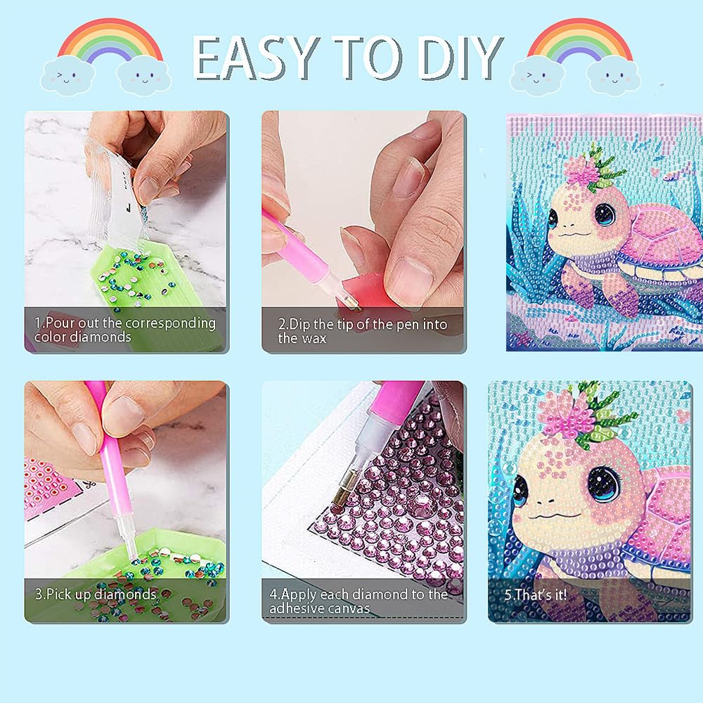 AOSGEDY 4 Pieces Cartoon Diamond Art Kits for Adults, Cute Animals DIY Diamond Art Painting for Adults Beginner, Mosaic Kits 5D Full Round Drill Gem Art for Home Wall Decor Kids 6X6 inch AOSGEDY