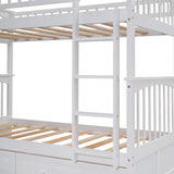 Harper & Bright Convertible Wood Twin-Over-Twin Bunk Bed with Storage Drawers and Ladder - Can Be Divided Into Two Daybeds (White) Harper & Bright Designs