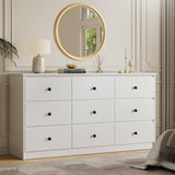 Tradare 9 Drawer Dresser for Bedroom, 59" Wide White Chest of Drawers, Wooden Dresser with 9 Drawers with Ample Storage, Modern Storage Organizer for Hallway,Nursery Tradare