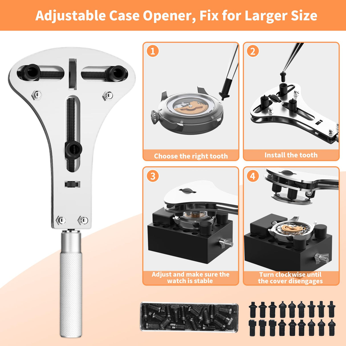 Watch Link Removal Kit, BYNIIUR Watch Repair Kit, Watch Case Opener Spring Bar Tools, Watch Battery Replacement Tool Kit, Watch Band Link Pin Tool Set with Carrying Case and Instruction Manual BYNIIUR