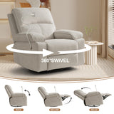 YuuYee Nursing Rocking Chair for Breastfeeding, Glider Nursery 360°Swivel Rocker Recliner Chair with Adjustable and Removable Phone Holder,Wide Seat, Beige YuuYee
