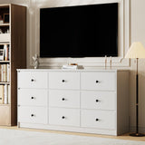 Tradare 9 Drawer Dresser for Bedroom, 59" Wide White Chest of Drawers, Wooden Dresser with 9 Drawers with Ample Storage, Modern Storage Organizer for Hallway,Nursery Tradare