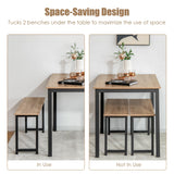 NAFORT 3-Piece Dining Table Set for 4, 43.5" Modern Kitchen Table Set w/2 Benches & Metal Frame, Space Saving Dining Room Table Set with MDF Wood Board, Ideal for Home, Restaurant, etc. NAFORT