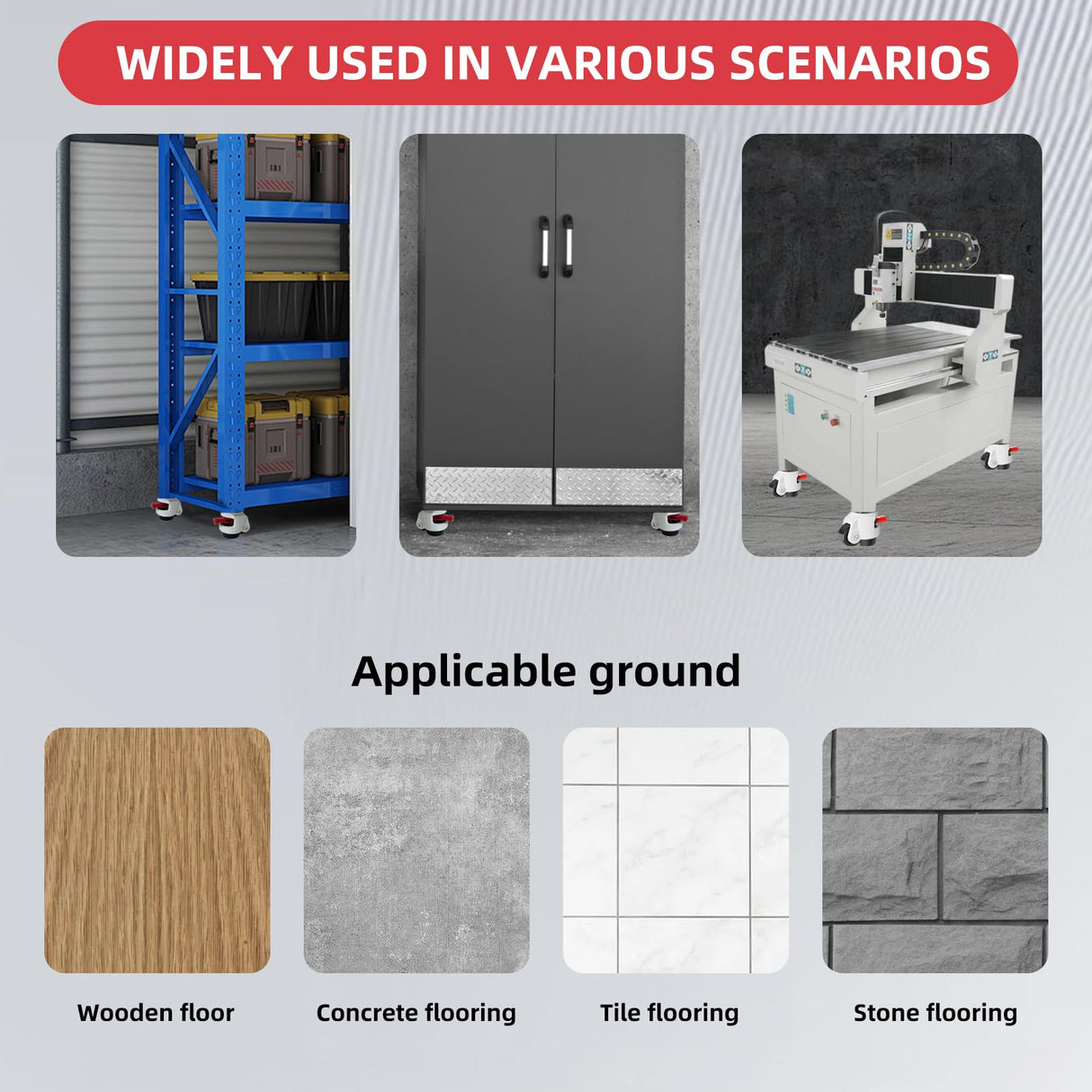 FIZAR Heavy Duty Leveling Casters - 360 Degree Swivel Castor Casters with Upgraded Handle, Height Adjustable Casters for Workbench, Machine, Equipment, Shelves, Total Capacity 2200 Lbs (4 Pack) FIZAR