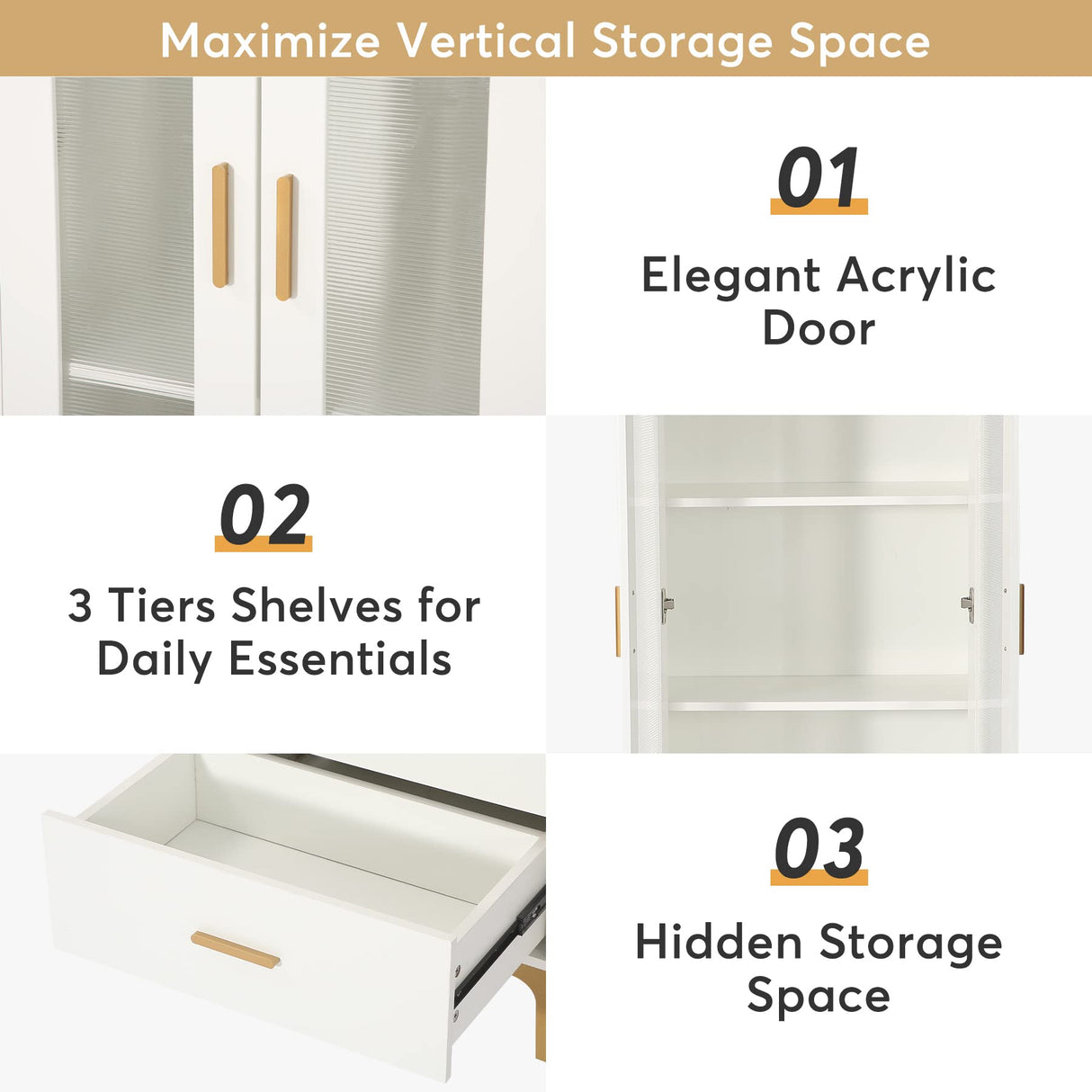 Tribesigns White Bookcase with LED Light and Drawers - Versatile Tall Storage Cabinet Tribesigns