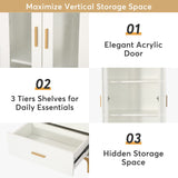 Tribesigns White Bookcase with LED Light and Drawers - Versatile Tall Storage Cabinet Tribesigns