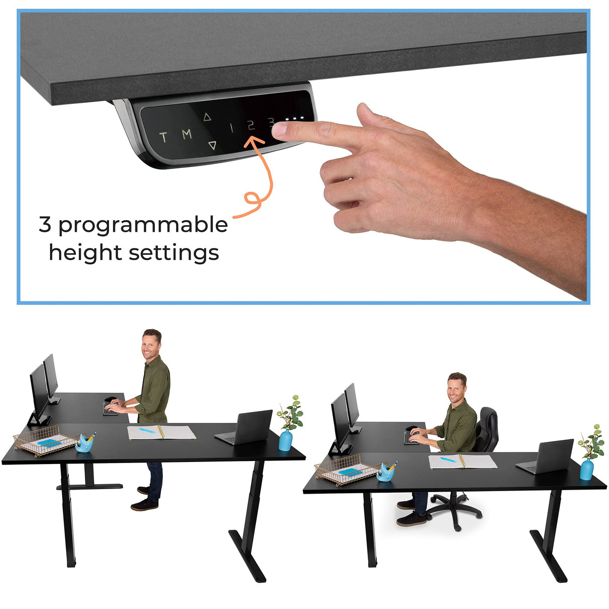 Stand Steady Tranzendesk Power Extra Large 71 Inch Electric L-Shaped Corner Standing Desk, Height Adjustable Ergonomic Corner Desk & Sit Stand Workstation, Fits 4 Monitors (Black, 71in x 71in) Stand Steady