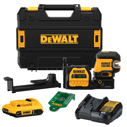 DEWALT 20V/12V MAX Laser Level Kit, Cross Line Laser and 2 Spot Laser, Green (DCLE34220G) - WoodArtSupply