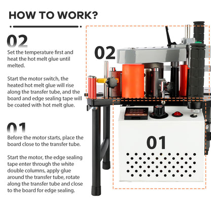 SOKO Portable Edge Banding Machine, Woodworking Edge Bander Machine Straight Curve Double Side Coating Glue, Edge Banding Speed 5-10m/min Adjustable - WoodArtSupply