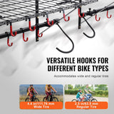 VEVOR Bike Storage Rack, 4 Bike Racks, Wall Mount Bike Storage Hanger with 2 Shelves, Home and Garage Organizer, Customizable for Various Bike Sizes, Adjustable Holder, Holds Up to 500 lbs, 63-inch VEVOR