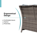 OC Orange-Casual 2-Piece Outdoor Patio Furniture Wicker Love-seat and Coffee Table Set, with Built-in Storage Bin, Grey Rattan, Grey Cushions OC Orange-Casual