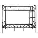 Merax Full Over Full Metal Bunk Bed with Ladder and high Guardrail, Able to Split, Storage Space, No Box Spring Needed, Noise Free, Black Merax