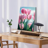 ATDMS Paint by Numbers Kit for Adults with Frame DIY Flowers Paint by Number with Easel Tulips Acrylic Oil Painting Kits for Wall Hanging Home Room Decor 7.87x11.81 Inch ATDMS