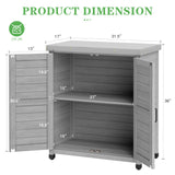 Outdoor Potting Bench with Storage Cabinet and Metal Top, Wood Workstation for Outdoor Patio, Garden (Classic Grey, 31x17x36‘’) Wood-Natrl