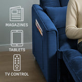 Osparple Pull-Out Convertible Loveseat Sleeper – 3 in 1 Blue Velvet Futon Sofa Bed, Love Seat Couches for Living Room Apartment, 2-Seater Sofa Bed for Small Spaces with Side Pockets & Modern Style Osparple