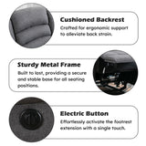 EBELLO Classic Power Recliner Chair, Oversized Electric Reclining Chair with Overstuffed Cushion and Back, Soft Fabric Adults Single Recliner Sofa for Living Room, Set of 2 Grey EBELLO