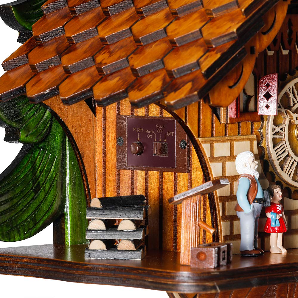 Kintrot Cuckoo Clock Traditional Chalet Black Forest House Clock Handcrafted Wooden Wall Pendulum Quartz Clock Kintrot