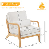 Bonnlo Coarse Beige Accent Chairs Set of 2, Upholstered Mid Century Modern Lounge Fabric Chairs Reading Chairs Side Sitting Chair Solid Wood Bonnlo