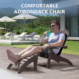 Cecarol Normal Size Adirondack Chair Plastic, Outdoor Fire Pit Chair with Cup Holder, Adirondack Patio Chair Weather Resistant for Outside, Porch, Lawn, Garden- AC01S, Coffee Cecarol