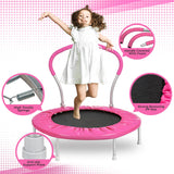 Roinoim 36 Inch Mini Trampoline for Kids with Handle, Indoor Round Toddler Trampoline, Pink Roinoim