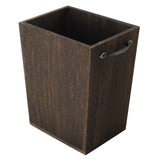 Trash Can Wastebasket Wood Garbage Container Bin with Built-in Double Metal Handles for Office, Bedroom, and Bathroom, Dark Brown OYEAL