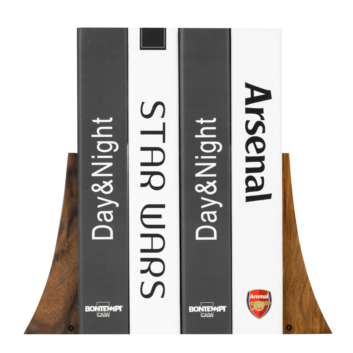 TILISMA Bookends, Walnut Wood with Metal Base - 2 Handmade Book Holders for Heavy Books - Decorative Accessories for Bookshelf Organization and Display TILISMA