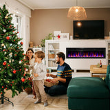 60 Inch Electric Fireplace Recessed and Wall Mounted, Fireplace Heater and Linear Fireplace, Ultra-Thin Electric Fireplace, Low Noise, with Timer, Remote Control, Adjustable 12 Flame Color, 750/1500W Sixfivsevn