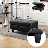 SIENWIEY Black Leather Reclining Sectional Sofa Set with Storage Ottoman,Power Recliner Sectional Couch with LED Lights,Recliner Sofa Set for Living Room Apartment Office SIENWIEY