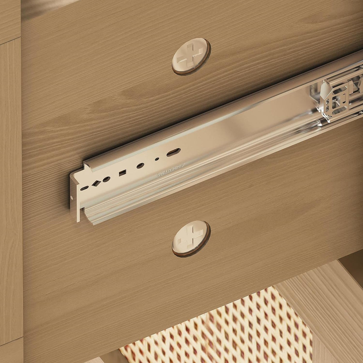 Angel Sar Rattan Dresser for Bedroom, 6 Drawer Wide Dresser, Boho&Farmhouse Chest of Drawers, 43" Clothes Storage Cabinet, Metal Handle&Wood Legs for Hallway, Living Room, Bedroom, Wood Angel Sar