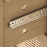 Angel Sar Rattan Dresser for Bedroom, 6 Drawer Wide Dresser, Boho&Farmhouse Chest of Drawers, 51" Clothes Storage Cabinet, Metal Handle&Wood Legs for Hallway, Living Room, Bedroom, Wood Angel Sar