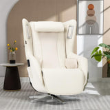 COLAMY Zero Gravity Massage Chair with 4-Zone Massage, Dual Lumbar Heat, Gentle Compression, 360° Swivel, Built-in Bluetooth Speakers & USB Port, White COLAMY