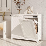 FiveWillowise Tilt Out Trash Cabinet, Kitchen Trash Can Cabinet w/Negative ion and deodorizing Function, Dog Proof 20 Gallon Garbage Can Cabinet for Kitchen, Bathroom, Living Room, White FiveWillowise