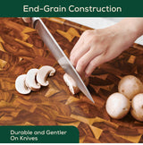 EZ FURNITURE 17 x 13 Inch Acacia Wood Cutting Board, End Grain with Juice Groove and Handles, Knife Friendly, Reversible, Suitable for Chopping Meat, Vegetables, Aesthetics for The Kitchen EZ FURNITURE