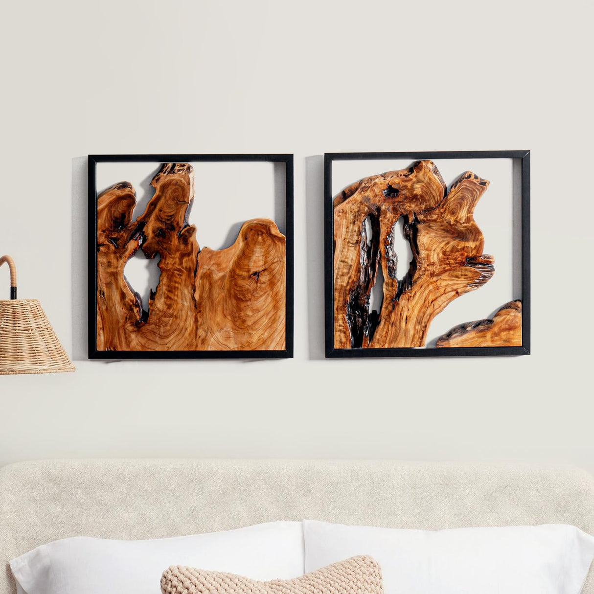 2 Pieces Rustic Cedar Wood Wall Decor Live Edge Wall Art Décor WELLAND