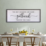The Best Memories Are Made Gathered Around The Table Wall Decor 32"x12" Large Rustic Farmhouse Dining Room Wood Framed Modren Signs Kitchen Home Simple Hanging Wall Art (Black) Surfapans