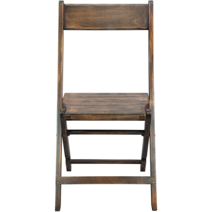 EMMA + OLIVER Slatted Wood Folding Wedding Chair - Event Chair - Antique Black, Set of 2 - WoodArtSupply