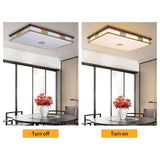 Dimmable Modern LED Ceiling Light, 38'' Large Rectangular Ceiling Lamps with Remote Control, Wood Flush 3000K-6000K Mount Light Fixtures for Living Room Dining Room Bedroom kangten
