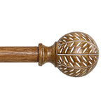QDWIS Wood Curtain Rods for Windows 48 to 84 Inch(4-7ft),1'' Diameter Drapery Rods with Imitation Wood Grain Leaf Pattern Finials,Boho Adjustable Heavy Duty Curtain Rods Set,36-88'' QDWIS